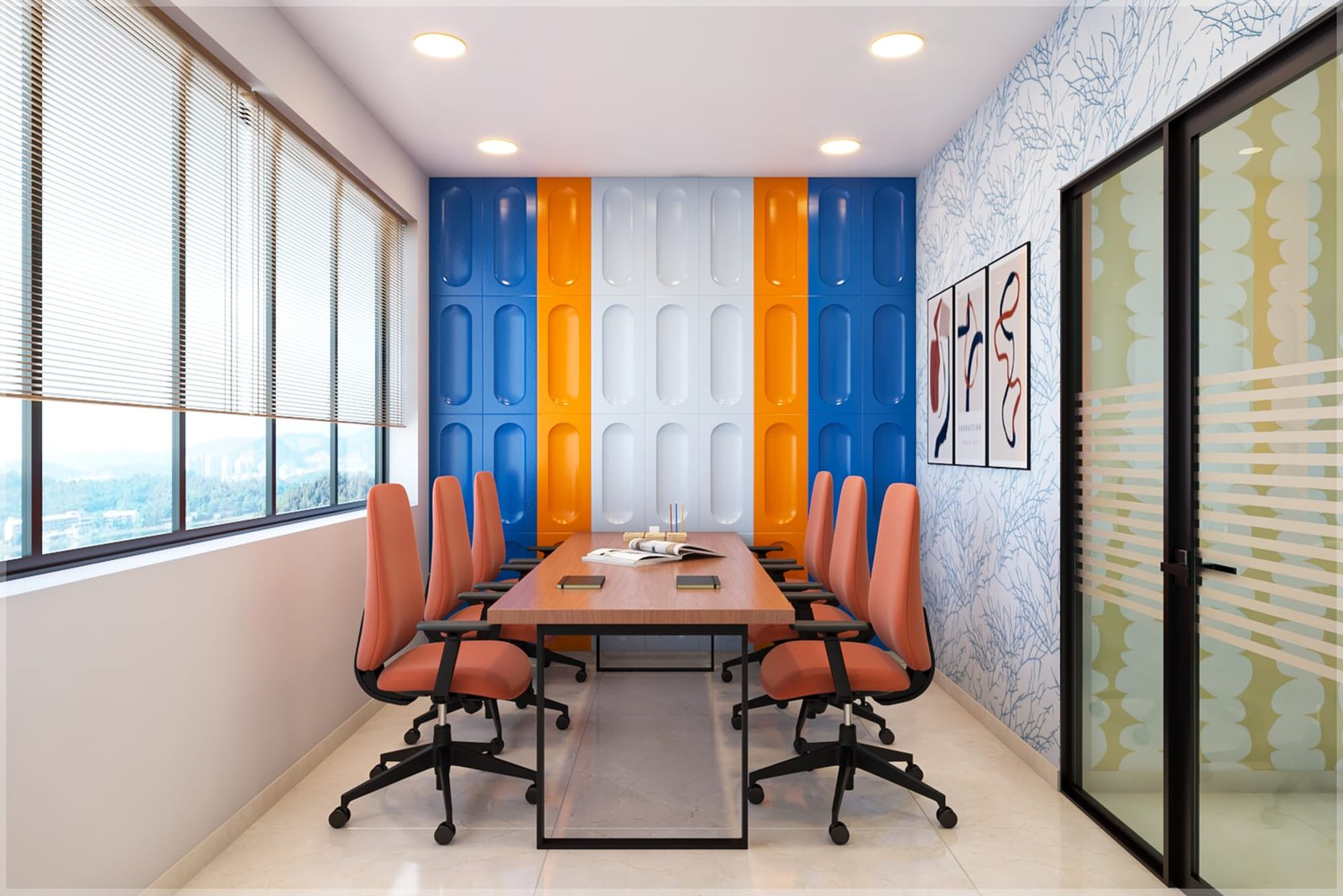Design render of an office interior for Go Digit, by Astha